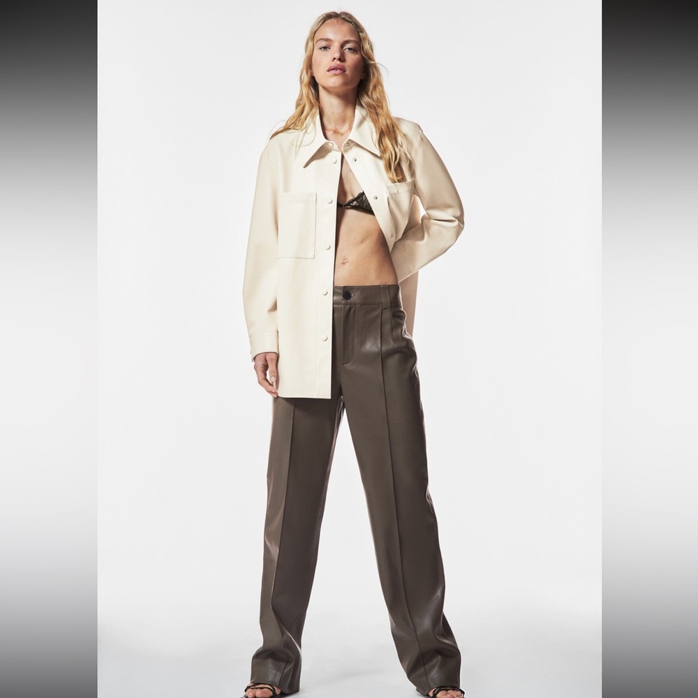 ZARA FULL LENGTH FAUX LEATHER FRANCOISE PANTS - Picture 7 of 11